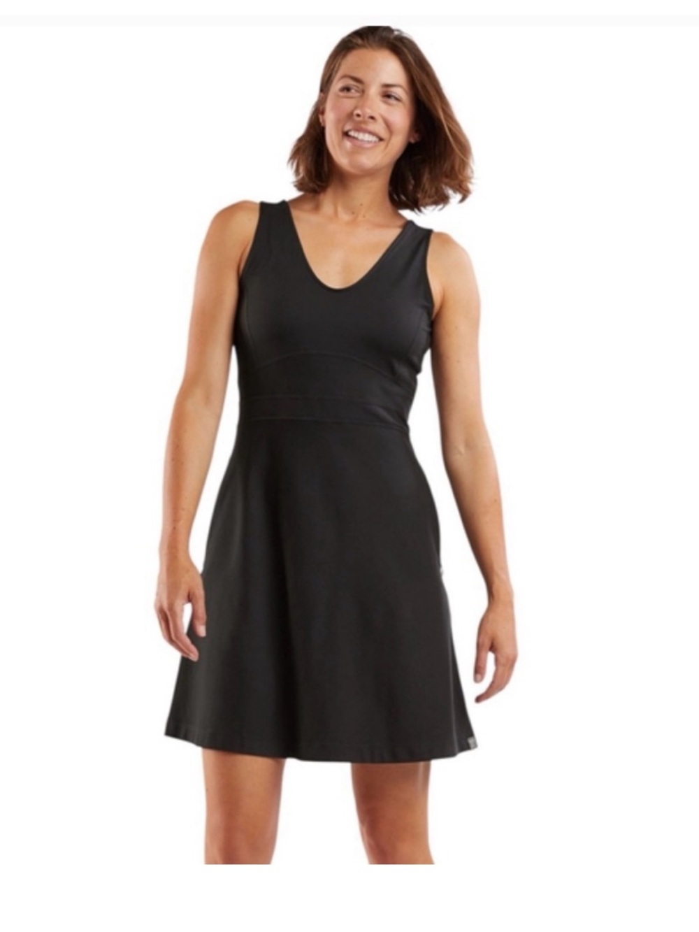 NWT Title Nine Dream V Neck Dress Black Womens Medium Athleisure Gorpcore Gorp